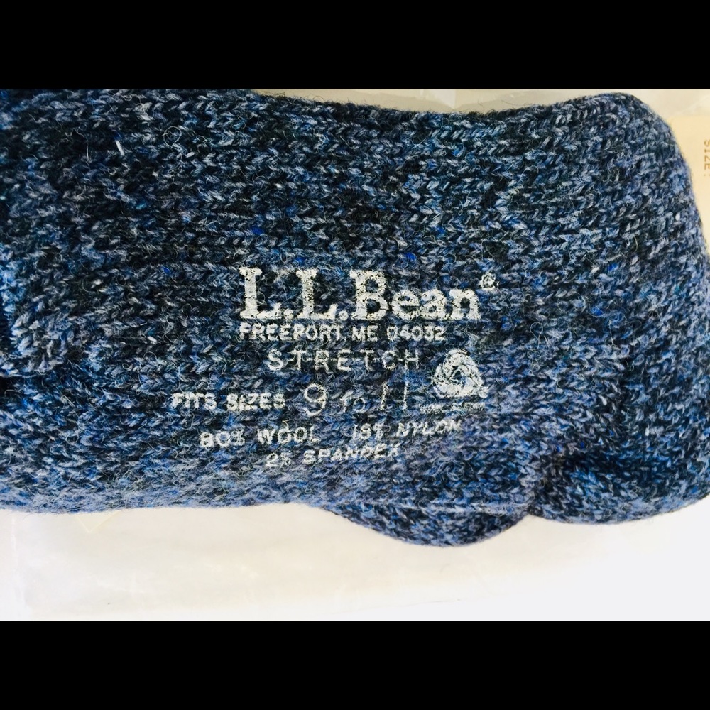 L.L. Bean stretch wool socks Indigo SZ 9-11 NEW - Picture 3 of 8